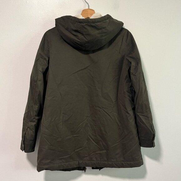 Forever 21 Olive Green Faux Shearling Lined Parka - Size M - Picture 4 of 14
